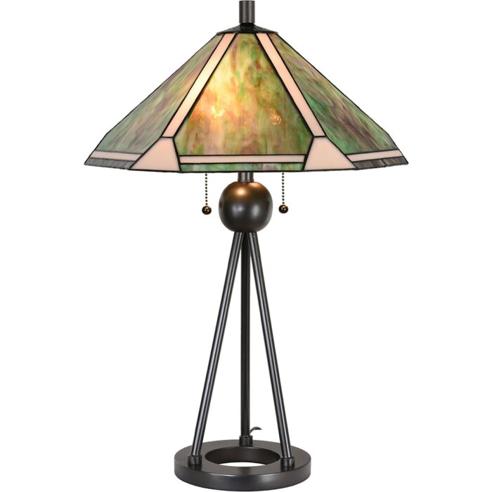 LumiLamp 5LL-6165 Lampada da tavolo Tiffany Ø 50x73 cm E27-max 2x60W Verde, Marrone, Beige