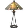 LumiLamp 5LL-6165 Lampada da tavolo Tiffany Ø 50x73 cm E27-max 2x60W Verde, Marrone, Beige