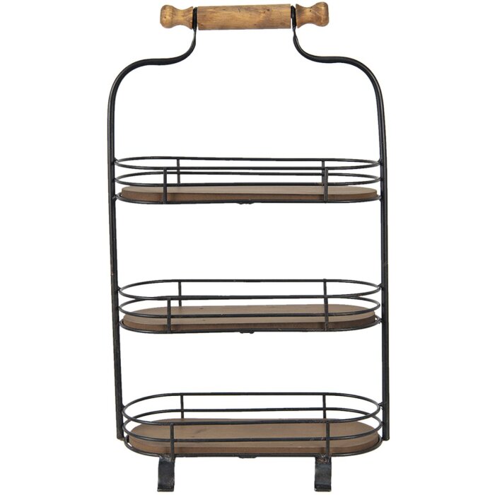 Clayre & Eef 5Y0962 Etagere a 3 livelli nero, marrone 31x16x51 cm