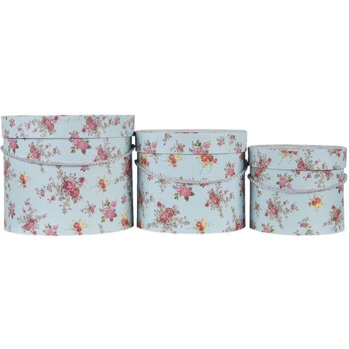 Clayre & Eef 65008 Set di 3 cappelliere blu Ø 23x19 cm