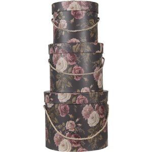 Clayre & Eef 65011 Set di 3 cappelliere nere Ø 23x20 cm