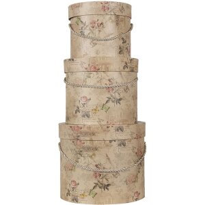 Clayre & Eef 65012 Set di 3 cappelliere Beige Ø 23x20 cm