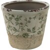 Clayre & Eef 6CE1384L Vaso da fiori per interni verde, bianco Ø 16x16 cm