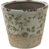 Clayre & Eef 6CE1384M Vaso da fiori per interni verde, bianco Ø 12x10 cm