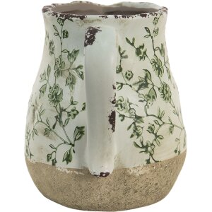 Clayre & Eef 6CE1386M Brocca decorativa verde, bianca 16x13x15 cm