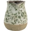 Clayre & Eef 6CE1386M Brocca decorativa verde, bianca 16x13x15 cm