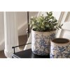 Clayre & Eef 6CE1396L Vaso da fiori per interni blu, bianco Ø 17x16 cm