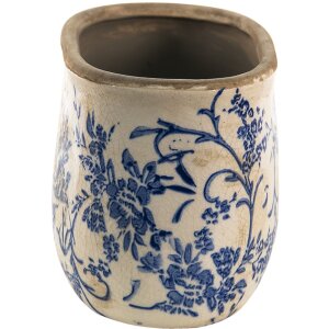 Clayre & Eef 6CE1398L Vaso da fiori per interni blu, bianco 22x12x13 cm