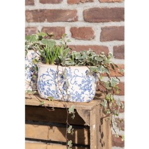 Clayre & Eef 6CE1398L Vaso da fiori per interni blu, bianco 22x12x13 cm