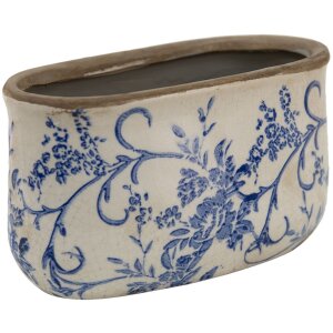 Clayre & Eef 6CE1398M Vaso da fiori per interni blu, bianco 17x10x10 cm
