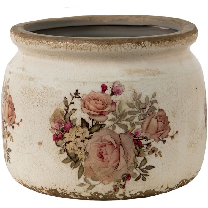 Clayre & Eef 6CE1419M Vaso da fiori per interni rosa, beige Ø 15x13 cm