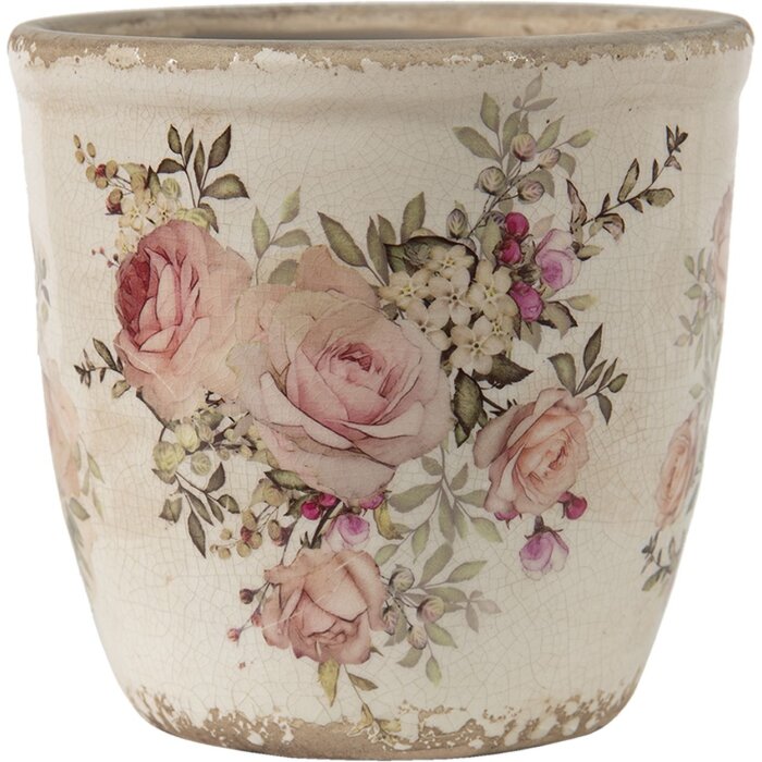 Clayre & Eef 6CE1421S Vaso da fiori per interni rosa, beige Ø 11x10 cm