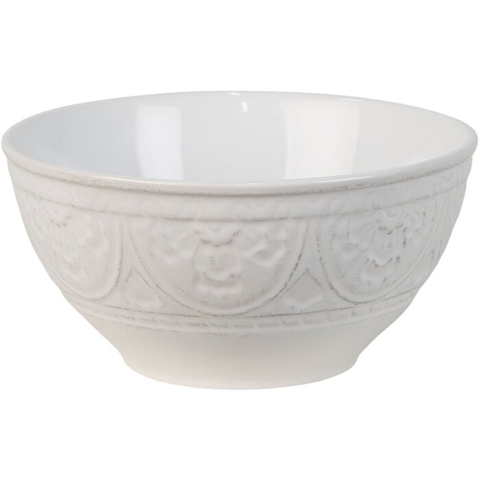 Clayre & Eef 6CEBO0098 Zuppiera bianca Ø 16x7 cm
