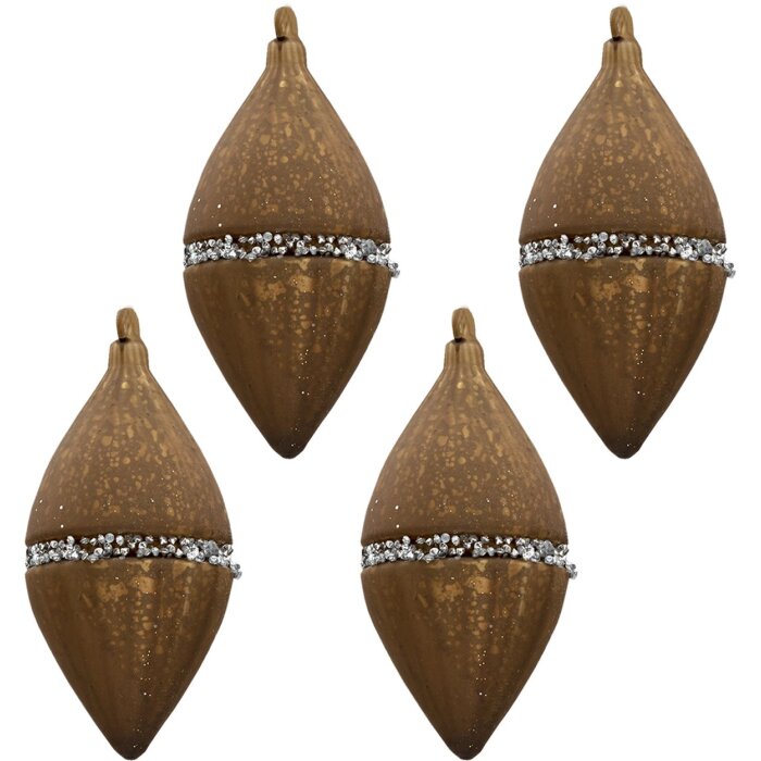 Clayre & Eef 6GL3272 Set di 4 palline di Natale marrone 7x14 cm