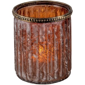Clayre & Eef 6GL3356 Portacandele in vetro marrone Ø 10x12 cm