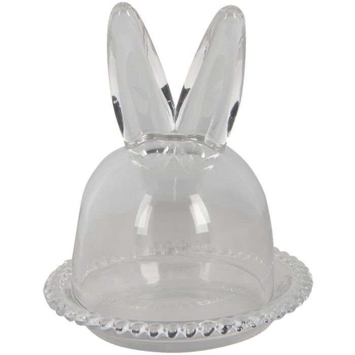 Clayre & Eef 6GL3376 Campana coniglio in vetro trasparente Ø 14x16 cm
