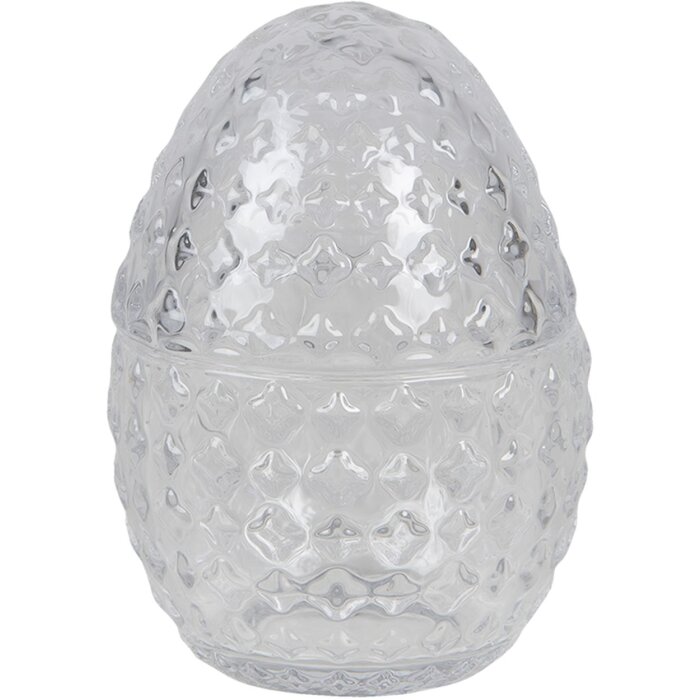 Clayre & Eef 6GL3385 Bomboniera con coperchio Uovo trasparente Ø 9x12 cm