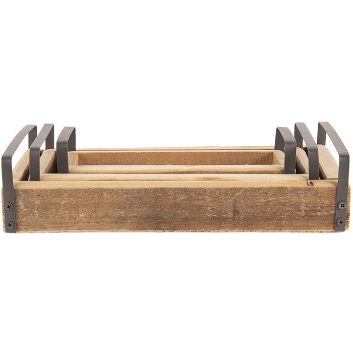 Vassoio decorativo Clayre & Eef (Set di 3) Marrone 35x20x5 - 30x15x5 - 25x10x5 cm