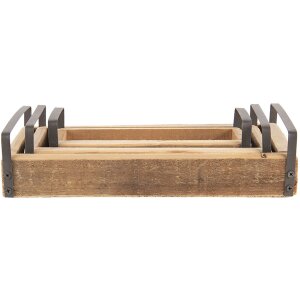 Vassoio decorativo Clayre & Eef (Set di 3) Marrone...