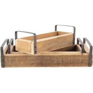 Vassoio decorativo Clayre & Eef (Set di 3) Marrone...