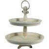 Clayre & Eef 6H2079 Etagere a 2 piani Beige Ø 30x36 cm