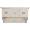 Clayre & Eef 6H2123 Appendiabiti da parete 3 Ganci Bianco 41x12x24 cm