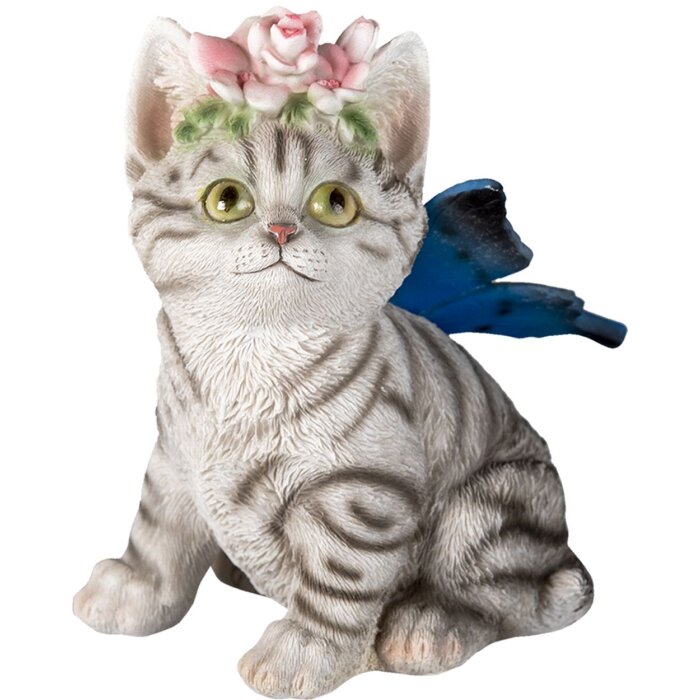 Clayre & Eef 6PR3351 Gatto decorativo bianco, grigio 12x10x15 cm