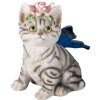 Clayre & Eef 6PR3351 Gatto decorativo bianco, grigio 12x10x15 cm