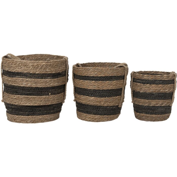 Clayre & Eef 6RO0549 Set di 3 cestini marrone Ø 33x33 cm