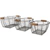 Clayre & Eef 6Y4660 Set di 3 cestini marrone 35x26x14 cm