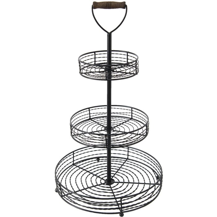 Clayre & Eef 6Y4687 Etagere a 3 piani nero Ø 34x59 cm
