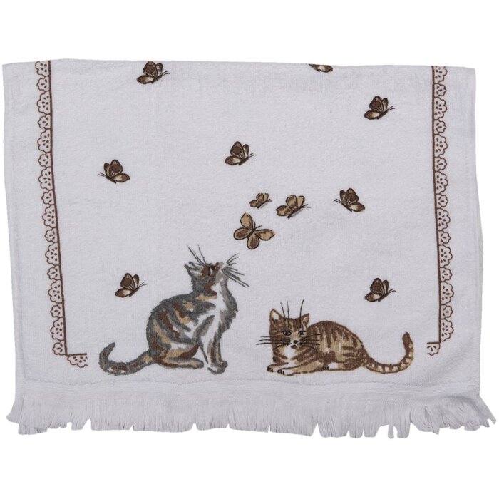 Clayre & Eef CT014 Asciugamano per ospiti bianco 40x66 cm