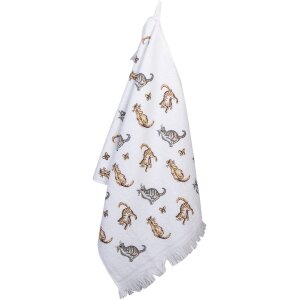 Clayre & Eef CT015 Asciugamano per ospiti bianco 40x66 cm