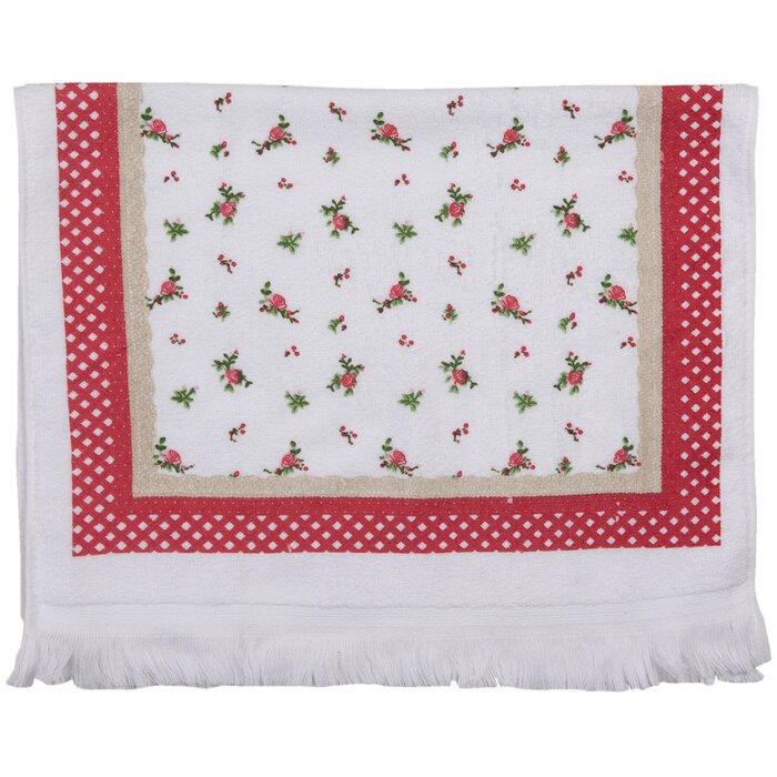 Clayre & Eef CT022 Asciugamano per ospiti bianco 40x66 cm