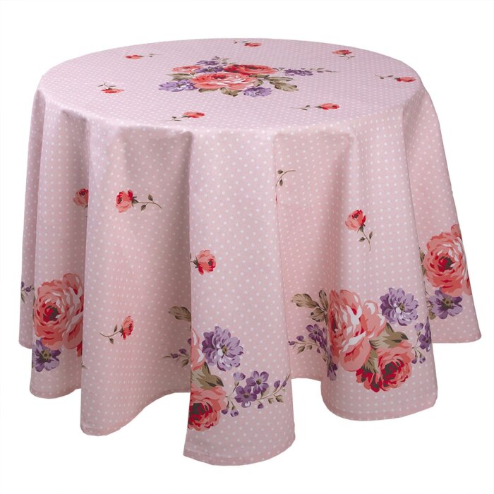 Clayre & Eef DTR07 Tovaglia rotonda rosa, lilla Ø 170 cm
