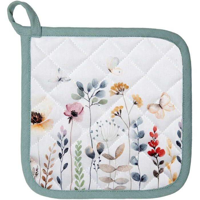 Clayre & Eef FOB45 Portavaso bianco, verde 20x20 cm
