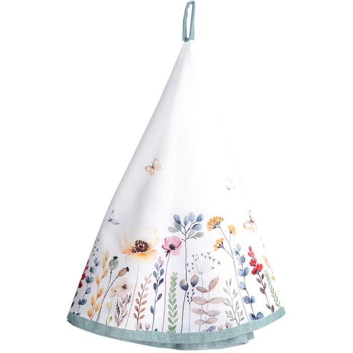 Clayre & Eef FOB48 Asciugamano da tè bianco, verde Ø 80 cm
