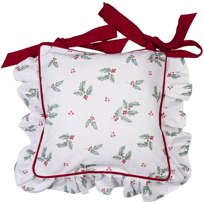 Clayre & Eef HCH25 Cuscino Coprisedile Bianco, Rosso 40x40 cm