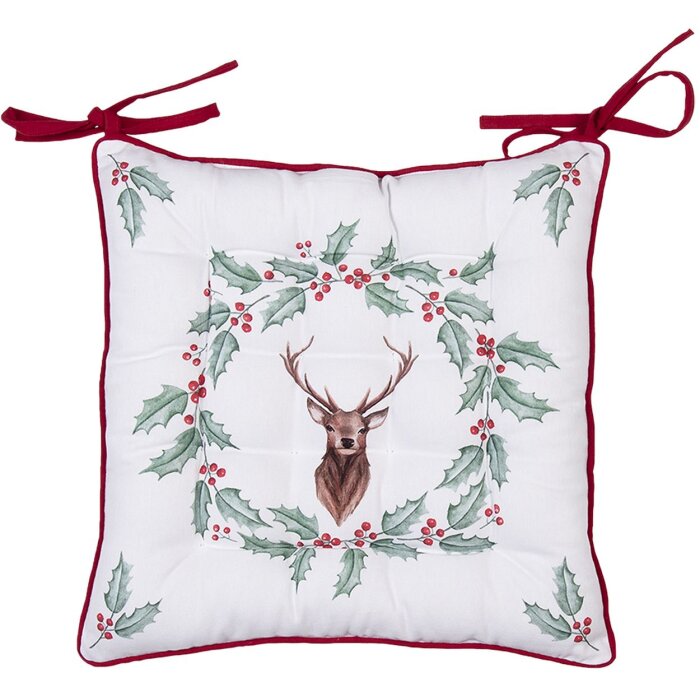 Clayre & Eef HCH29 Cuscino per sedia in schiuma bianco, rosso 40x40 cm