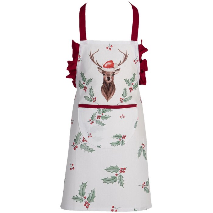 Clayre & Eef HCH41K Grembiule da cucina per bambini bianco, rosso 48x56 cm