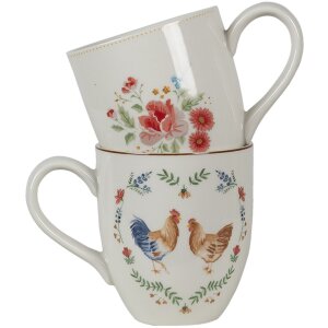 Tazza Clayre & Eef LRCMU 12x8x9 cm - 300 ml Fiori Beige