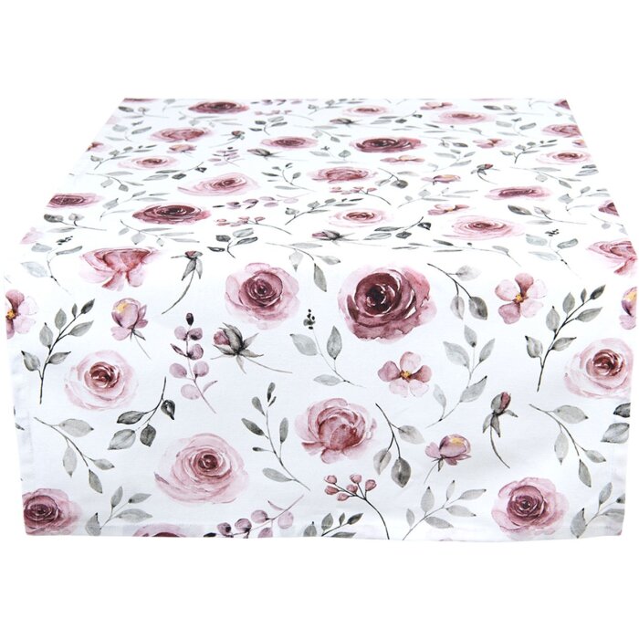 Clayre & Eef RUR64 Runner da tavola rosa 50x140 cm
