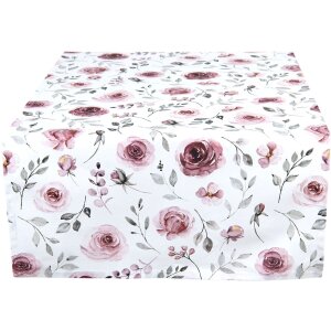 Clayre & Eef RUR64 Runner da tavola rosa 50x140 cm