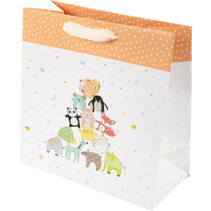 Libro oro Borsa regalo a piramide animale 27x13x33 cm