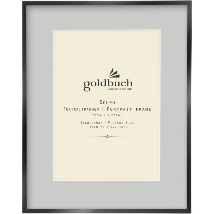 Goldbuch Portafoto in metallo Scuro Nero con Passepartout 13x18 cm