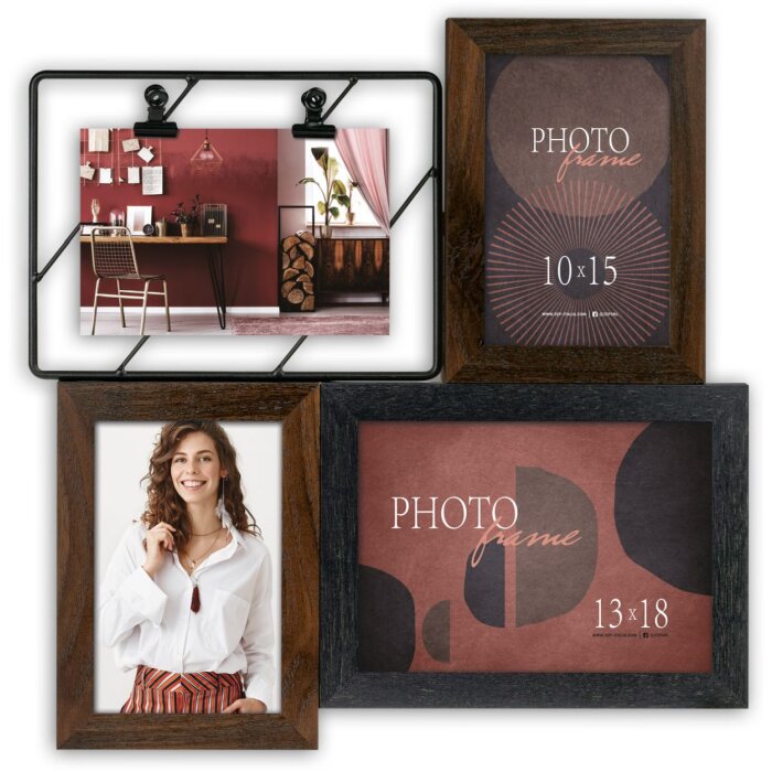 ZEP Photo Gallery Ercolano 5 foto 35x36 cm cornice in metallo-legno con clip
