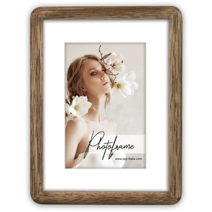 Cornice in legno ZEP Gressan marrone 30x40 cm con Passepartout 20x30 cm