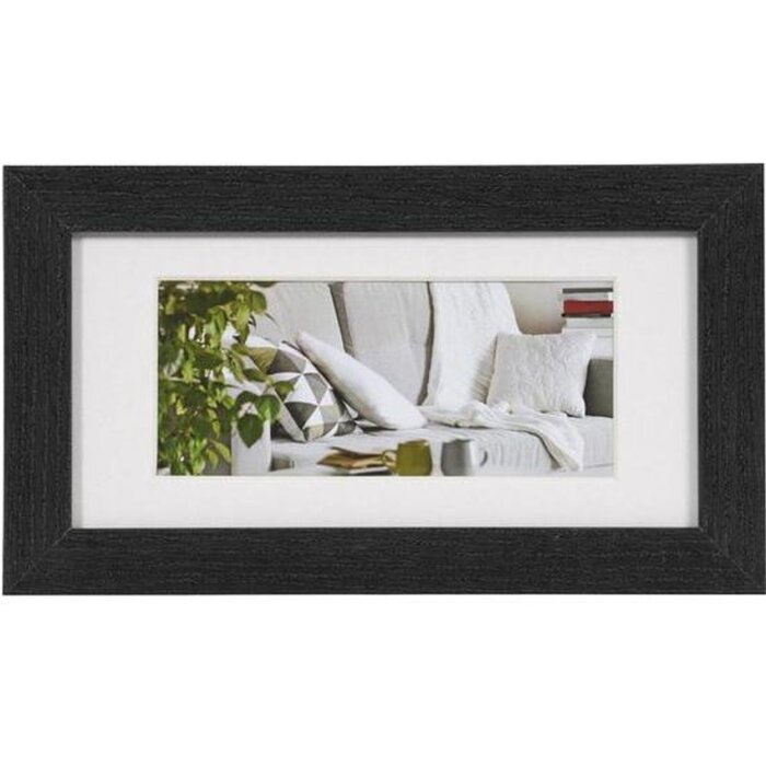 Henzo Cornice moderna 10x20 cm nera con passe-partout 7x15 cm