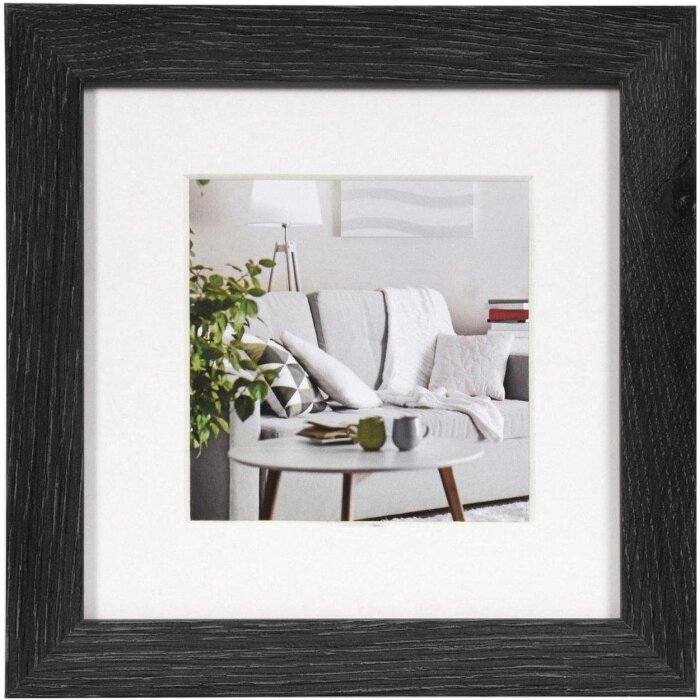 Henzo Cornice moderna 15x15 cm nera con passepartout 10x10 cm