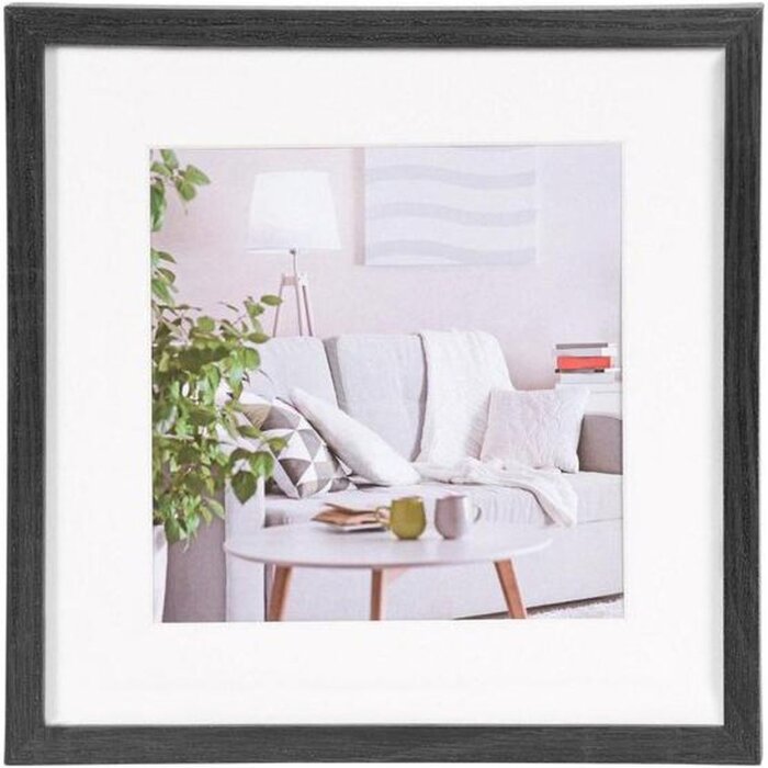 Henzo Cornice moderna 40x40 cm nera con passepartout 28x28 cm